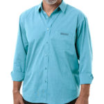 Mens Long-Sleeve Untucked Crossweave Shirt
